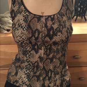 Cache Snake print with a little sparkle party top